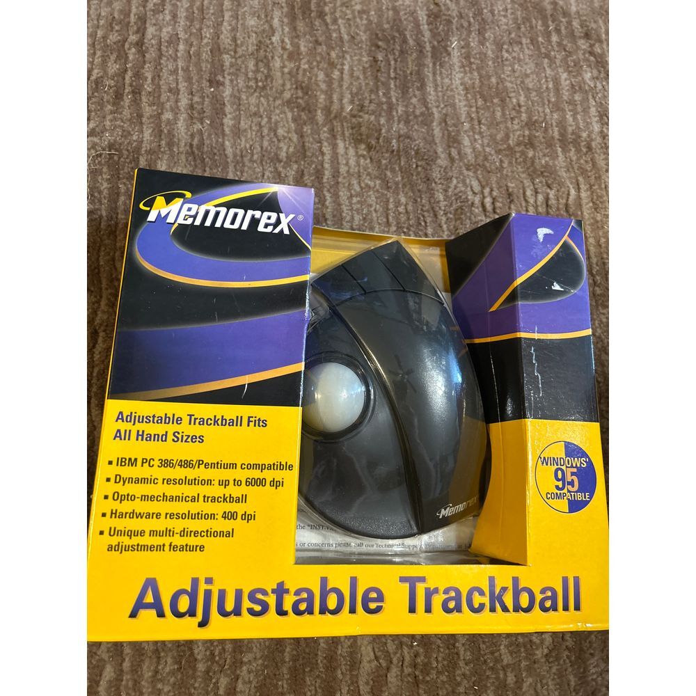 Vintage Memorex Adjustable Trackball Mouse Computer Peripheral‎ PC Gaming NIB